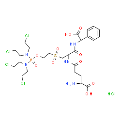 ChemSpider 2D Image | L-gamma-Glutamyl-3-{[2-({bis[bis(2-chloroethyl)amino]phosphoryl}oxy)ethyl]sulfonyl}-N-[carboxy(phenyl)methyl]alaninamide hydrochloride (1:1) | C26H41Cl5N5O10PS