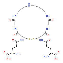 ChemSpider 2D Image | (2S,2'R)-5,5'-[(5,8,19,22-Tetraoxo-1,2-dithia-6,9,13,18,21-pentaazacyclotetracosane-4,23-diyl)diimino]bis(2-amino-5-oxopentanoic acid) (non-preferred name) | C27H47N9O10S2