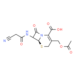 ChemSpider 2D Image | (6S)-3-(Acetoxymethyl)-7-[(cyanoacetyl)amino]-8-oxo-5-thia-1-azabicyclo[4.2.0]oct-2-ene-2-carboxylic acid | C13H13N3O6S