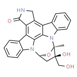 ChemSpider 2D Image | (15R,16R,18S)-16-Hydroxy-16-(hydroxymethyl)-15-methyl-28-oxa-4,14,19-triazaoctacyclo[12.11.2.1~15,18~.0~2,6~.0~7,27~.0~8,13~.0~19,26~.0~20,25~]octacosa-1,6,8,10,12,20,22,24,26-nonaen-3-one | C26H21N3O4