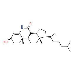 ChemSpider 2D Image | (1S,3aR,7R,9aS,9bR,11aS)-7-Hydroxy-9a,11a-dimethyl-1-(6-methyl-2-heptanyl)-1,2,3,3a,3b,5,7,8,9,9a,9b,10,11,11a-tetradecahydro-4H-cyclopenta[i]phenanthridin-4-one | C26H43NO2