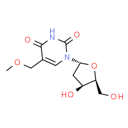 ChemSpider 2D Image | 1-(2-Deoxy-alpha-L-threo-pentofuranosyl)-5-(methoxymethyl)-2,4(1H,3H)-pyrimidinedione | C11H16N2O6