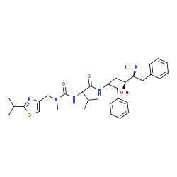 ChemSpider 2D Image | N-[(4S,5S)-5-Amino-4-hydroxy-1,6-diphenyl-2-hexanyl]-N~2~-{[(2-isopropyl-1,3-thiazol-4-yl)methyl](methyl)carbamoyl}valinamide | C32H45N5O3S