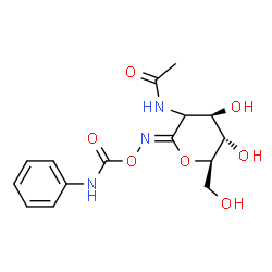 ChemSpider 2D Image | N-[(2Z,4R,5S,6R)-4,5-Dihydroxy-6-(hydroxymethyl)-2-{[(phenylcarbamoyl)oxy]imino}tetrahydro-2H-pyran-3-yl]acetamide (non-preferred name) | C15H19N3O7