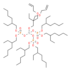 ChemSpider 2D Image | Titanium(4+) bis(2-ethylhexyl) phosphate 2,2-bis[(allyloxy)methyl]-1-butanolate (1:3:1) | C60H123O15P3Ti