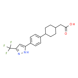 ChemSpider 2D Image | (4-{4-[3-(Trifluoromethyl)-1H-pyrazol-5-yl]phenyl}cyclohexyl)acetic acid | C18H19F3N2O2