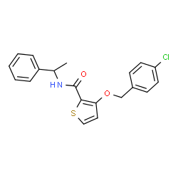 ChemSpider 2D Image | 3-[(4-Chlorobenzyl)oxy]-N-(1-phenylethyl)-2-thiophenecarboxamide | C20H18ClNO2S