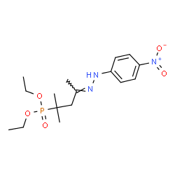 ChemSpider 2D Image | Diethyl {(4E)-2-methyl-4-[(4-nitrophenyl)hydrazono]-2-pentanyl}phosphonate | C16H26N3O5P