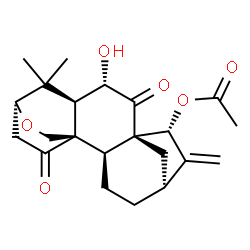 ChemSpider 2D Image | (3beta,5beta,6beta,8alpha,9beta,10alpha,15beta)-6-hydroxy-1,7-dioxo-3,20-epoxykaur-16-en-15-yl acetate | C22H28O6