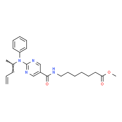 ChemSpider 2D Image | Methyl 7-[({2-[(2E)-2,4-pentadien-2-yl(phenyl)amino]-5-pyrimidinyl}carbonyl)amino]heptanoate | C24H30N4O3