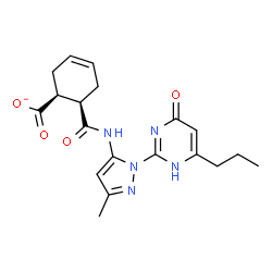 ChemSpider 2D Image | (1S,6R)-6-{[3-Methyl-1-(4-oxo-6-propyl-1,4-dihydro-2-pyrimidinyl)-1H-pyrazol-5-yl]carbamoyl}-3-cyclohexene-1-carboxylate | C19H22N5O4