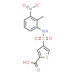ChemSpider 2D Image | 4-[(2-Methyl-3-nitrophenyl)sulfamoyl]-2-thiophenecarboxylic acid | C12H10N2O6S2