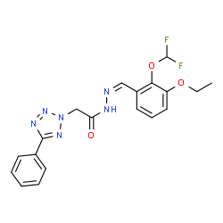 ChemSpider 2D Image | N'-{(Z)-[2-(Difluoromethoxy)-3-ethoxyphenyl]methylene}-2-(5-phenyl-2H-tetrazol-2-yl)acetohydrazide | C19H18F2N6O3