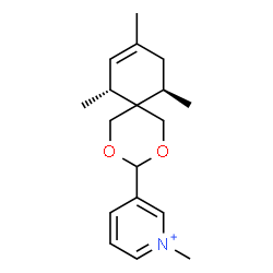 ChemSpider 2D Image | 1-Methyl-3-[(7R,11R)-7,9,11-trimethyl-2,4-dioxaspiro[5.5]undec-8-en-3-yl]pyridinium | C18H26NO2