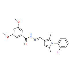 ChemSpider 2D Image | N'-{(E)-[1-(2-Iodophenyl)-2,5-dimethyl-1H-pyrrol-3-yl]methylene}-3,5-dimethoxybenzohydrazide | C22H22IN3O3