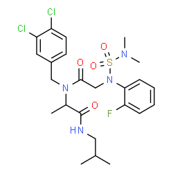 ChemSpider 2D Image | N-(Dimethylsulfamoyl)-N-(2-fluorophenyl)glycyl-N~2~-(3,4-dichlorobenzyl)-N-isobutylalaninamide | C24H31Cl2FN4O4S