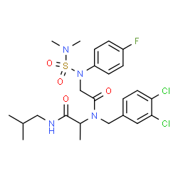 ChemSpider 2D Image | N-(Dimethylsulfamoyl)-N-(4-fluorophenyl)glycyl-N~2~-(3,4-dichlorobenzyl)-N-isobutylalaninamide | C24H31Cl2FN4O4S