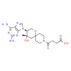 ChemSpider 2D Image | 4-[(3S,4S)-3-(2,6-Diamino-9H-purin-9-yl)-4-hydroxy-4-methyl-1-oxa-9-azaspiro[5.5]undec-9-yl]-4-oxobutanoic acid | C19H27N7O5