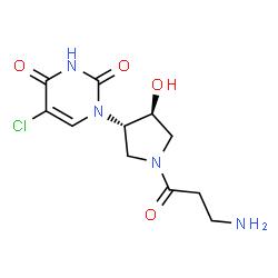 ChemSpider 2D Image | 1-[(3S,4S)-1-(3-Aminopropanoyl)-4-hydroxy-3-pyrrolidinyl]-5-chloro-2,4(1H,3H)-pyrimidinedione | C11H15ClN4O4