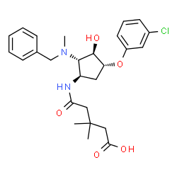 ChemSpider 2D Image | 5-{[(1R,2S,3R,4R)-2-[Benzyl(methyl)amino]-4-(3-chlorophenoxy)-3-hydroxycyclopentyl]amino}-3,3-dimethyl-5-oxopentanoic acid | C26H33ClN2O5