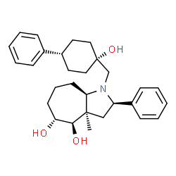 ChemSpider 2D Image | (2R,3aR,4R,5R,8aR)-1-[(cis-1-Hydroxy-4-phenylcyclohexyl)methyl]-3a-methyl-2-phenyldecahydrocyclohepta[b]pyrrole-4,5-diol | C29H39NO3