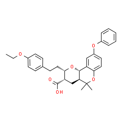 ChemSpider 2D Image | (2S,3S,4aS,10bS)-2-[2-(4-Ethoxyphenyl)ethyl]-5,5-dimethyl-9-phenoxy-3,4,4a,10b-tetrahydro-2H,5H-pyrano[3,2-c]chromene-3-carboxylic acid | C31H34O6