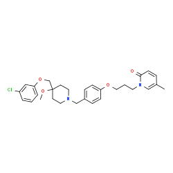 ChemSpider 2D Image | 1-{3-[4-({4-[(3-Chlorophenoxy)methyl]-4-methoxy-1-piperidinyl}methyl)phenoxy]propyl}-5-methyl-2(1H)-pyridinone | C29H35ClN2O4