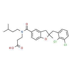 ChemSpider 2D Image | N-{[2-(2,3-Dichlorobenzyl)-2-methyl-2,3-dihydro-1-benzofuran-5-yl]carbonyl}-N-(3-methylbutyl)-beta-alanine | C25H29Cl2NO4