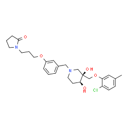 ChemSpider 2D Image | 1-{3-[3-({(3S,4S)-3-[(2-Chloro-5-methylphenoxy)methyl]-3,4-dihydroxy-1-piperidinyl}methyl)phenoxy]propyl}-2-pyrrolidinone | C27H35ClN2O5