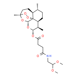ChemSpider 2D Image | (1R,4S,5R,8S,9R,10S,12R,13R)-1,5,9-Trimethyl-11,14,15,16-tetraoxatetracyclo[10.3.1.0~4,13~.0~8,13~]hexadec-10-yl 4-[(2,2-dimethoxyethyl)amino]-4-oxobutanoate | C23H37NO9