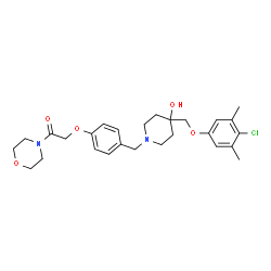 ChemSpider 2D Image | 2-[4-({4-[(4-Chloro-3,5-dimethylphenoxy)methyl]-4-hydroxy-1-piperidinyl}methyl)phenoxy]-1-(4-morpholinyl)ethanone | C27H35ClN2O5