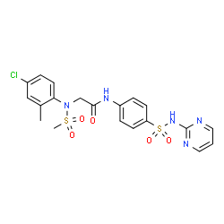 ChemSpider 2D Image | N~2~-(4-Chloro-2-methylphenyl)-N~2~-(methylsulfonyl)-N-[4-(2-pyrimidinylsulfamoyl)phenyl]glycinamide | C20H20ClN5O5S2