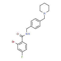 ChemSpider 2D Image | 2-Bromo-4-fluoro-N-[4-(1-piperidinylmethyl)benzyl]benzamide | C20H22BrFN2O