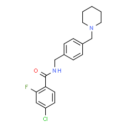 ChemSpider 2D Image | 4-Chloro-2-fluoro-N-[4-(1-piperidinylmethyl)benzyl]benzamide | C20H22ClFN2O