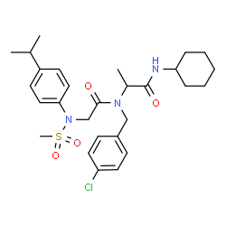 ChemSpider 2D Image | N-(4-Isopropylphenyl)-N-(methylsulfonyl)glycyl-N~2~-(4-chlorobenzyl)-N-cyclohexylalaninamide | C28H38ClN3O4S
