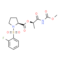 ChemSpider 2D Image | (2R)-1-[(Methoxycarbonyl)amino]-1-oxo-2-propanyl 1-[(2-fluorophenyl)sulfonyl]-L-prolinate | C16H19FN2O7S