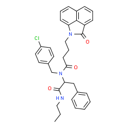 ChemSpider 2D Image | Nalpha-(4-Chlorobenzyl)-Nalpha-[4-(2-oxobenzo[cd]indol-1(2H)-yl)butanoyl]-N-propylphenylalaninamide | C34H34ClN3O3