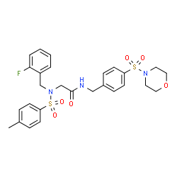 ChemSpider 2D Image | N~2~-(2-Fluorobenzyl)-N~2~-[(4-methylphenyl)sulfonyl]-N-[4-(4-morpholinylsulfonyl)benzyl]glycinamide | C27H30FN3O6S2