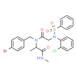 ChemSpider 2D Image | N-(2-Chlorophenyl)-N-(phenylsulfonyl)glycyl-N~2~-(4-bromobenzyl)-N-methylalaninamide | C25H25BrClN3O4S