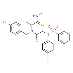 ChemSpider 2D Image | N-(4-Chlorophenyl)-N-(phenylsulfonyl)glycyl-N~2~-(4-bromobenzyl)-N-methylalaninamide | C25H25BrClN3O4S