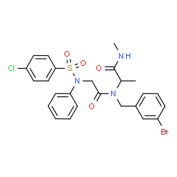 ChemSpider 2D Image | N-[(4-Chlorophenyl)sulfonyl]-N-phenylglycyl-N~2~-(3-bromobenzyl)-N-methylalaninamide | C25H25BrClN3O4S