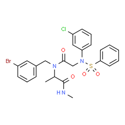 ChemSpider 2D Image | N-(3-Chlorophenyl)-N-(phenylsulfonyl)glycyl-N~2~-(3-bromobenzyl)-N-methylalaninamide | C25H25BrClN3O4S