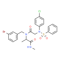 ChemSpider 2D Image | N-(4-Chlorophenyl)-N-(phenylsulfonyl)glycyl-N~2~-(3-bromobenzyl)-N-methylalaninamide | C25H25BrClN3O4S