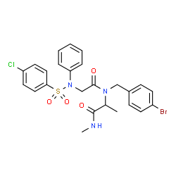 ChemSpider 2D Image | N-[(4-Chlorophenyl)sulfonyl]-N-phenylglycyl-N~2~-(4-bromobenzyl)-N-methylalaninamide | C25H25BrClN3O4S