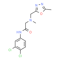 ChemSpider 2D Image | N-(3,4-Dichlorophenyl)-N~2~-methyl-N~2~-[(5-methyl-1,3,4-oxadiazol-2-yl)methyl]glycinamide | C13H14Cl2N4O2