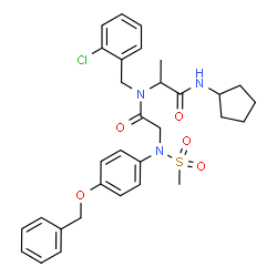 ChemSpider 2D Image | N-[4-(Benzyloxy)phenyl]-N-(methylsulfonyl)glycyl-N~2~-(2-chlorobenzyl)-N-cyclopentylalaninamide | C31H36ClN3O5S