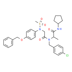 ChemSpider 2D Image | N-[4-(Benzyloxy)phenyl]-N-(methylsulfonyl)glycyl-N~2~-(4-chlorobenzyl)-N-cyclopentylalaninamide | C31H36ClN3O5S