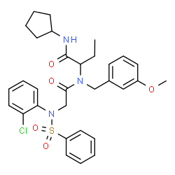 ChemSpider 2D Image | 2-{[N-(2-Chlorophenyl)-N-(phenylsulfonyl)glycyl](3-methoxybenzyl)amino}-N-cyclopentylbutanamide | C31H36ClN3O5S