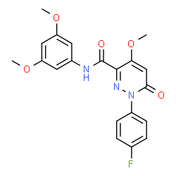 ChemSpider 2D Image | N-(3,5-Dimethoxyphenyl)-1-(4-fluorophenyl)-4-methoxy-6-oxo-1,6-dihydro-3-pyridazinecarboxamide | C20H18FN3O5