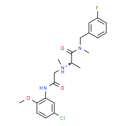 ChemSpider 2D Image | (2S)-N-{2-[(5-Chloro-2-methoxyphenyl)amino]-2-oxoethyl}-1-[(3-fluorobenzyl)(methyl)amino]-N-methyl-1-oxo-2-propanaminium | C21H26ClFN3O3